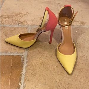 SOLD - Schutz classy sassy yellow/pink heels